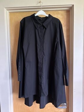 NWT Alfani Hi Lo Tunic Black Collared High-Low Top 3X